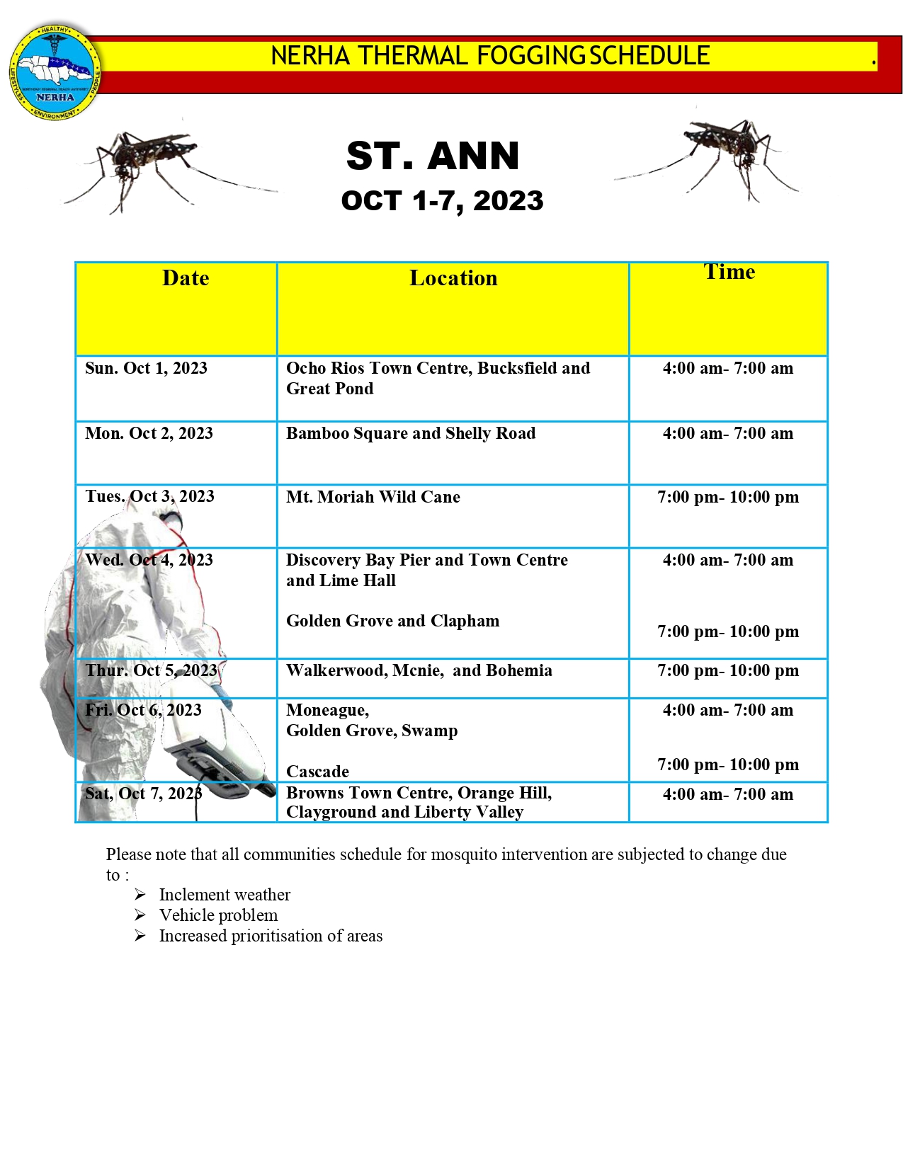 St Ann schedule