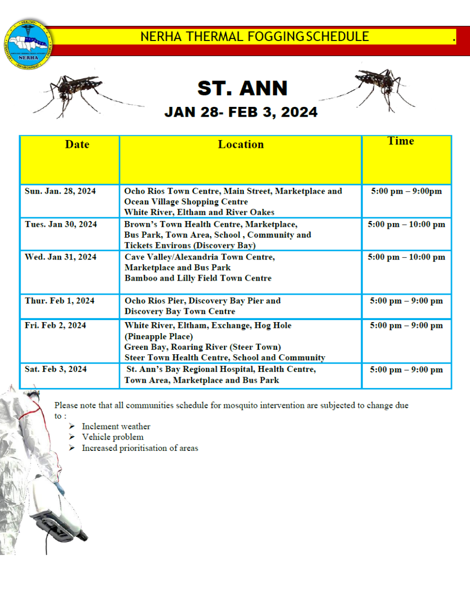 St Ann schedule