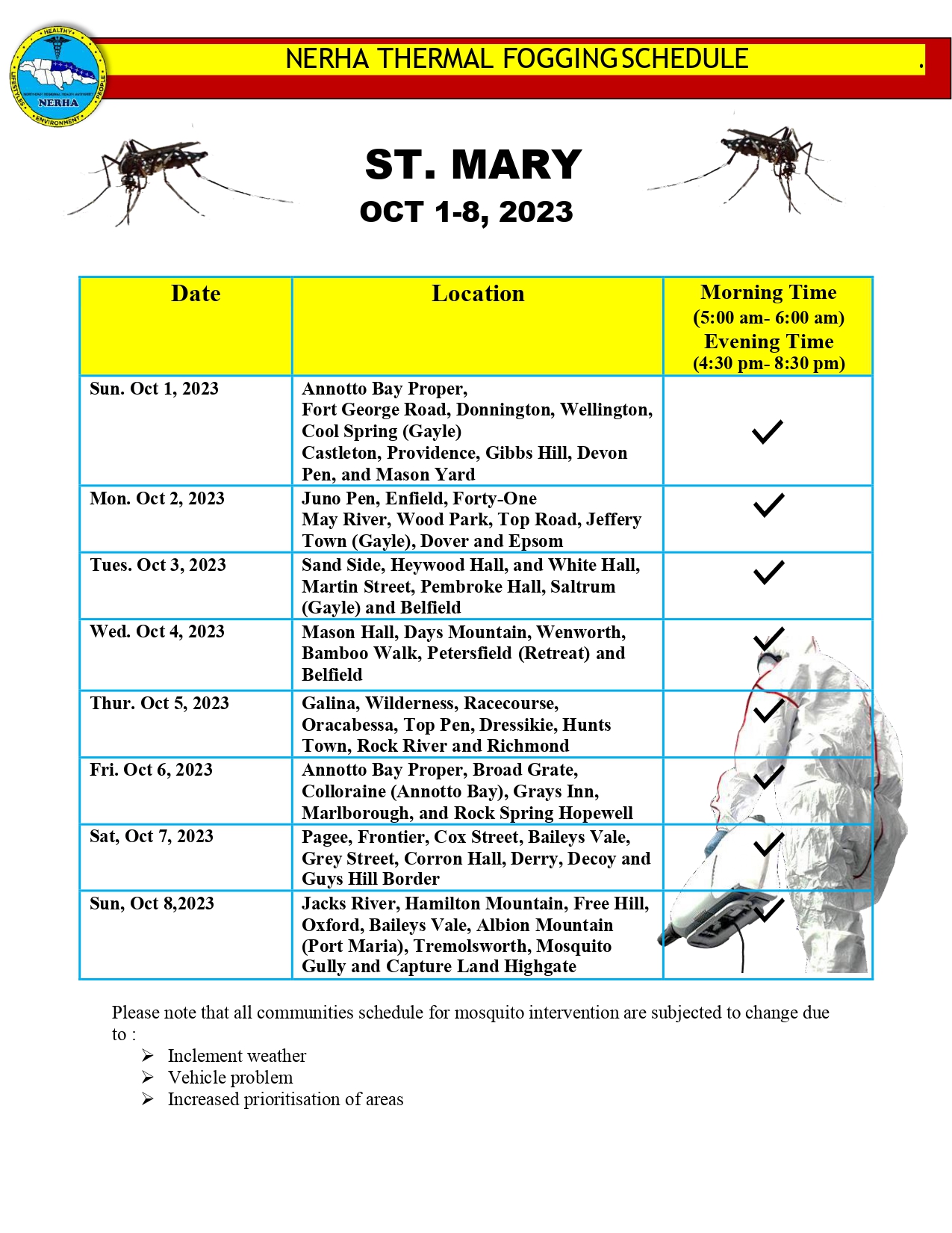 St Mary schedule