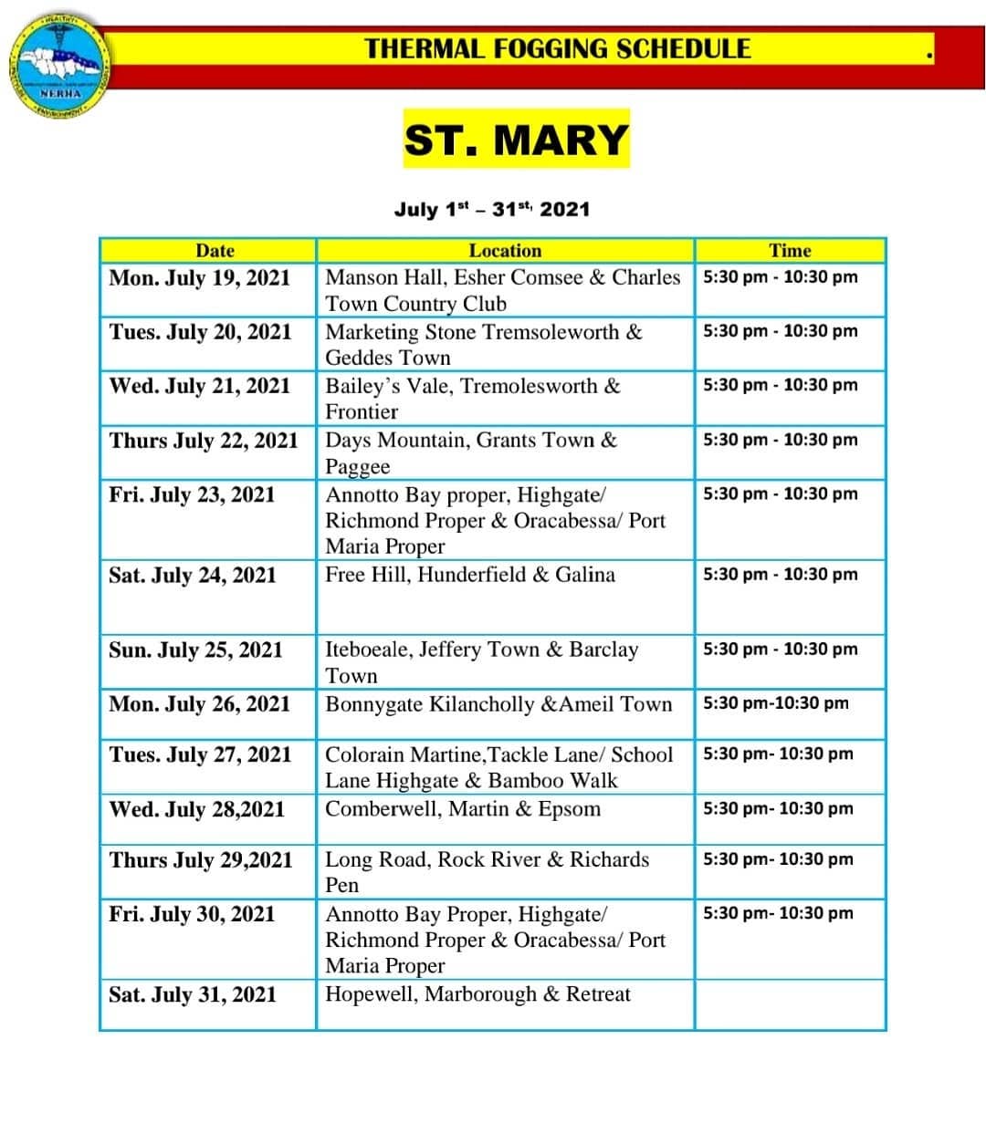St Mary schedule